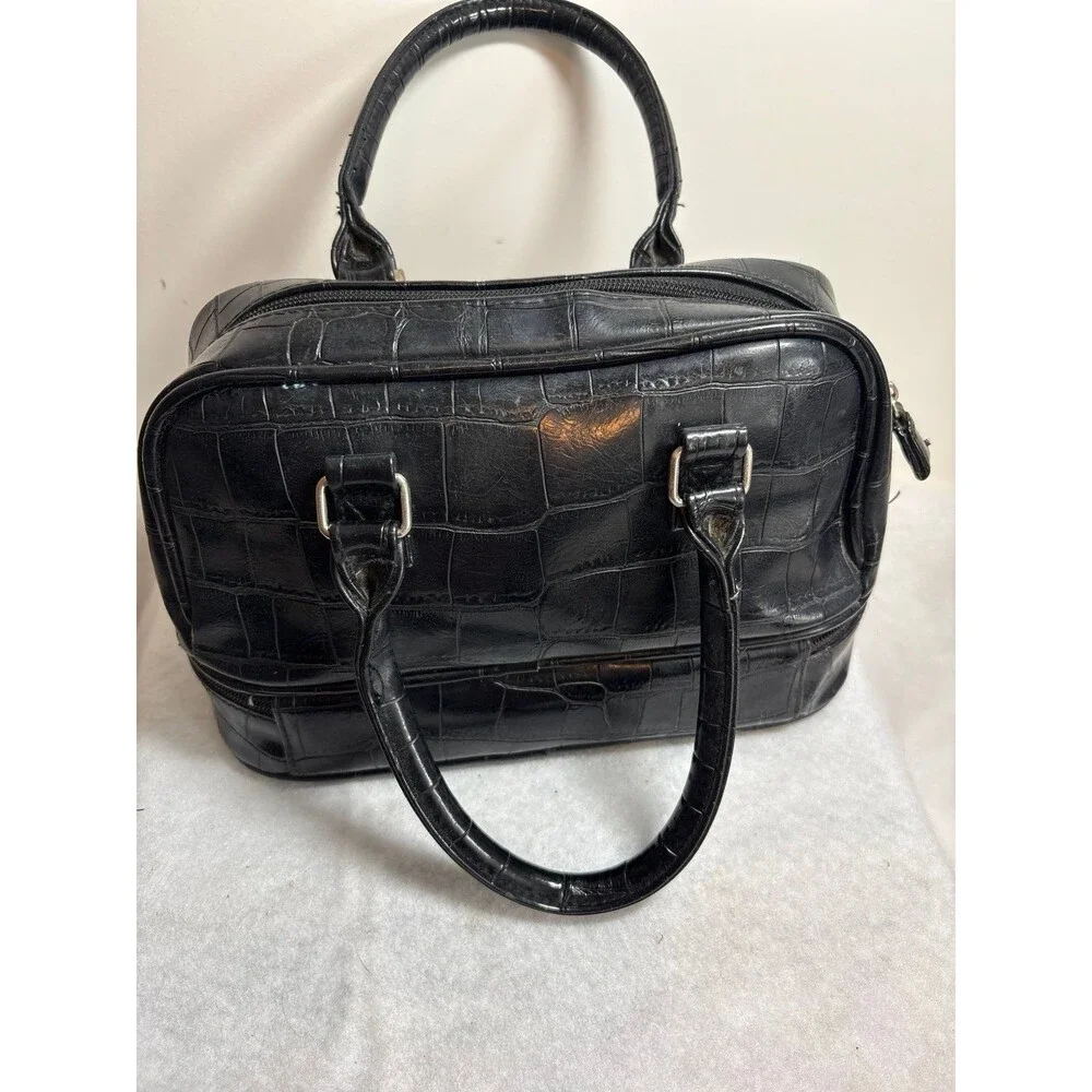 Samsonite crocodile-embossed vanity/cosmetic train case bag